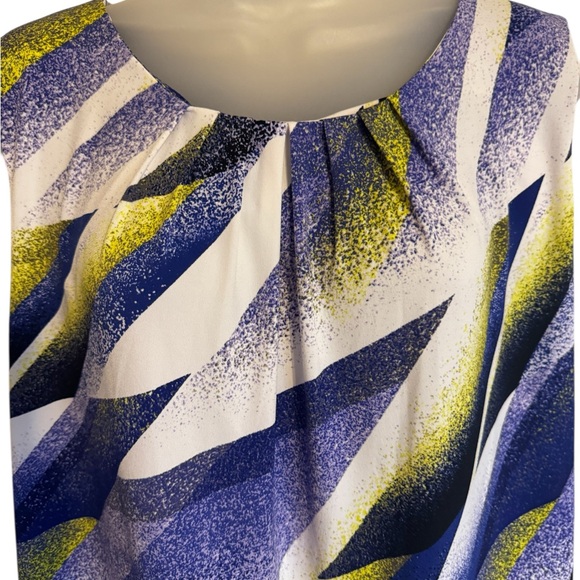 NWOT Calvin Klein Purple, White & Yellow Print Sleeveless Blouse PLUS: 2X     #M - Picture 2 of 8